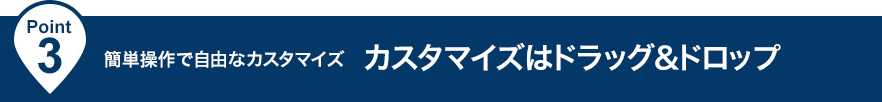簡単操作で自由なカスタマイズ、カスタマイズはドラッグ＆ドロップ